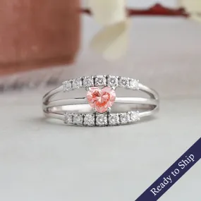 Pink Heart Diamond Split Shank Ring