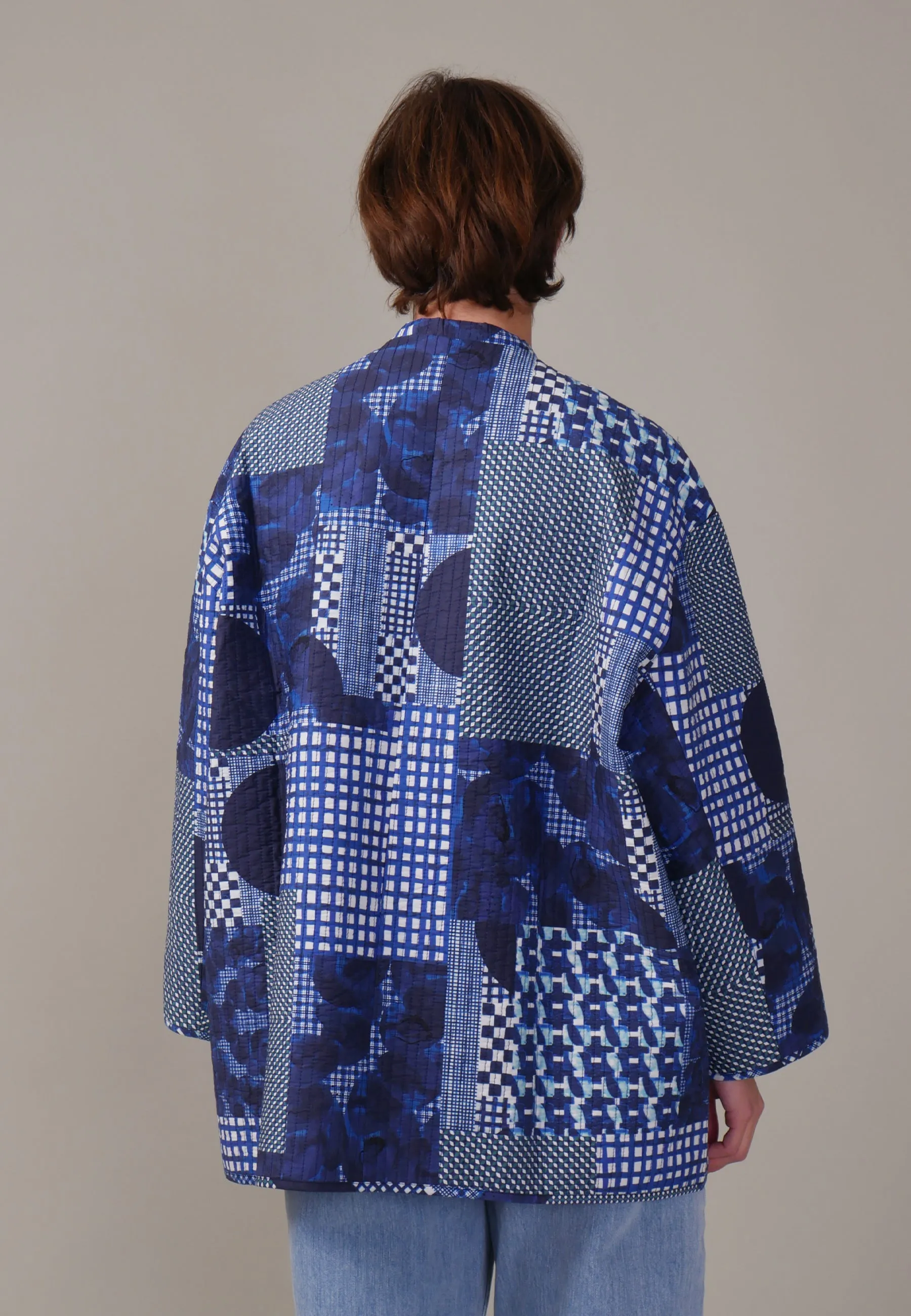 Pipette Quilted Jacket - blue patchwork