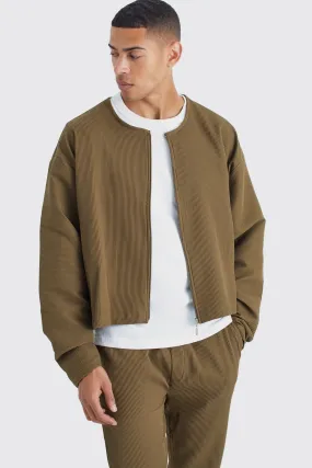 Pleated Boxy Bomber & Elasticated Slim Pants Set