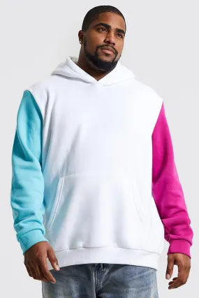 Plus Contrast Sleeve Colour Block Hoodie