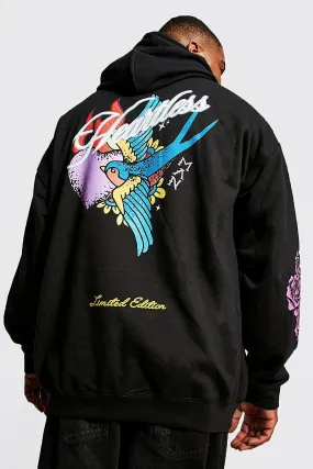 Plus Heartless Bird Front And Back Hoodie