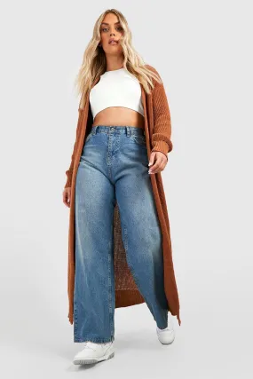 Plus Longline Knitted Maxi Cardigan