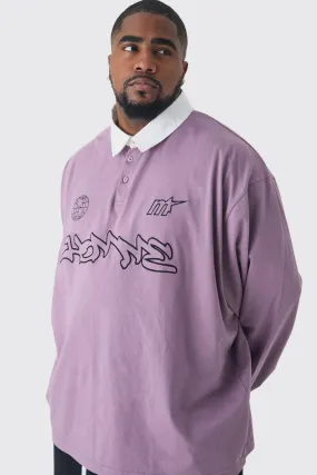 Plus Oversized Applique Rugby Polo
