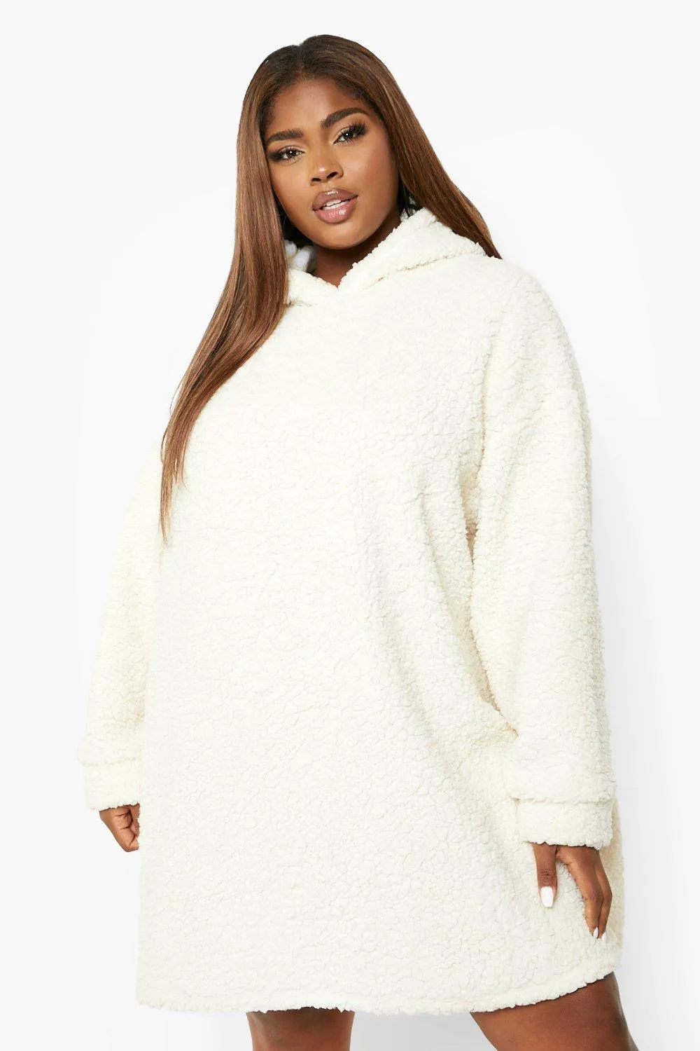 Plus Oversized Borg Blanket Hoodie