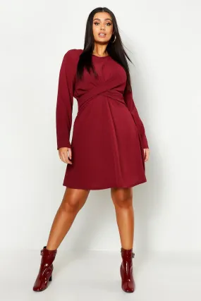 Plus Wrap Front Woven Skater Dress