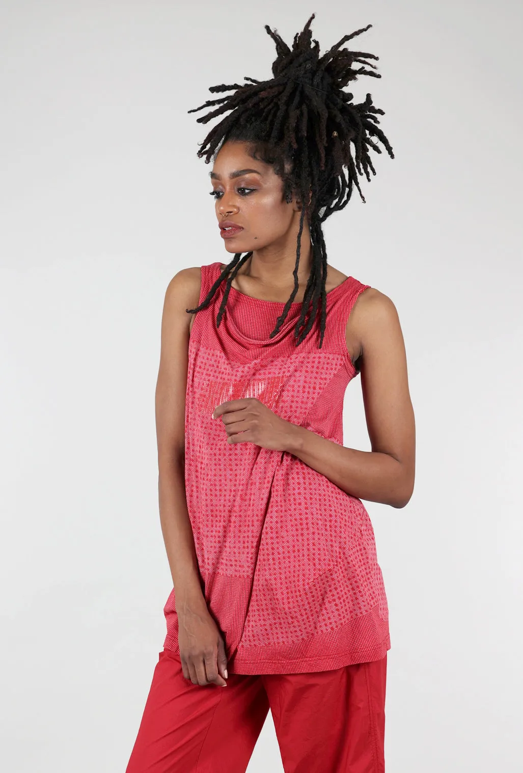 Pointillist Drape Tank, Chili Print