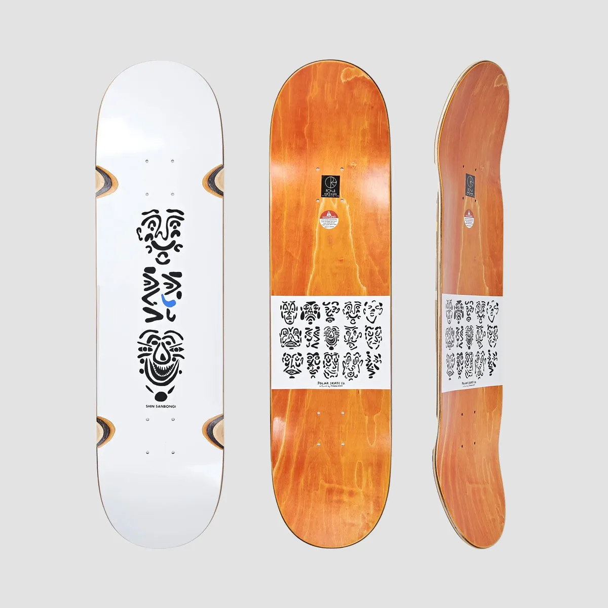 Polar Shin Sanbongi Faces WW White Skateboard Deck - 8.25"