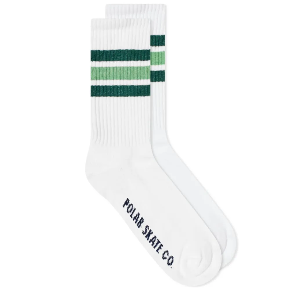 Polar Skate Co. Stripe SocksWhite & Green