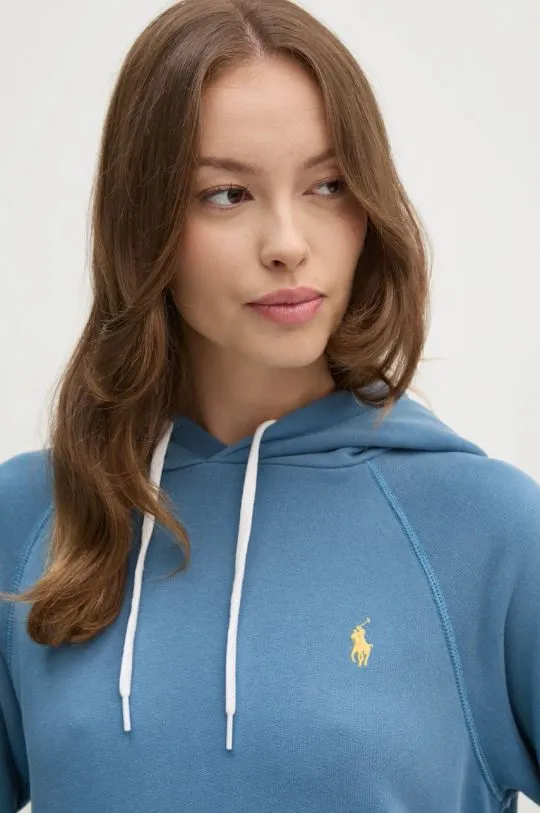 Polo Ralph Lauren cotton sweatshirt women's blue color hooded 211935583