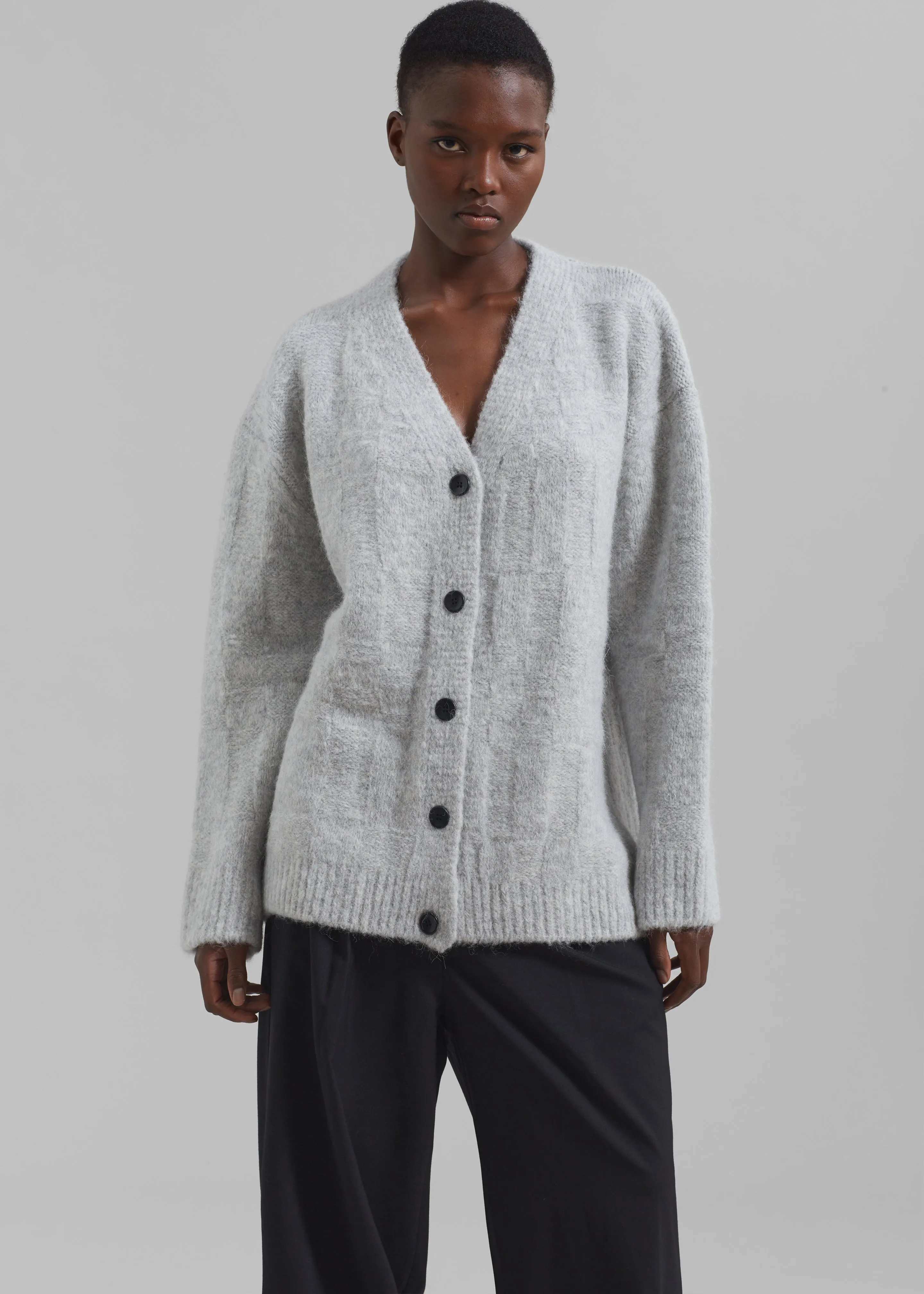 Proenza Schouler White Label Alana Cardigan - Light Grey Melange