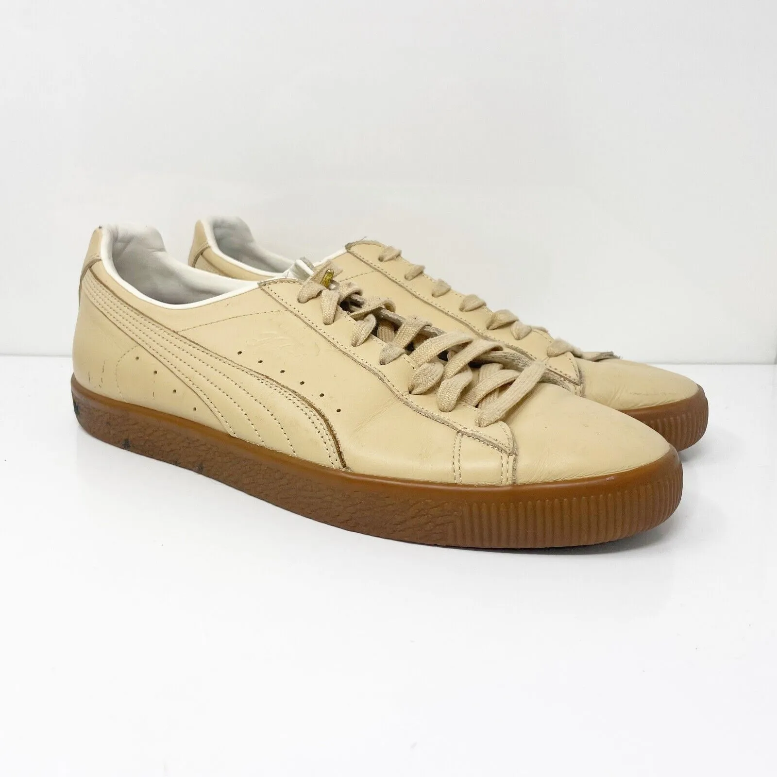 Puma Mens Clyde 364451 01 Beige Casual Shoes Sneakers Size 12