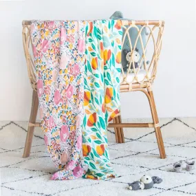 Pure Cotton Bamboo Muslin Swaddle Blanket Set - Large 120cm