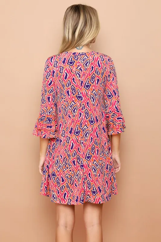 Purple & Orange Abstract Tunic