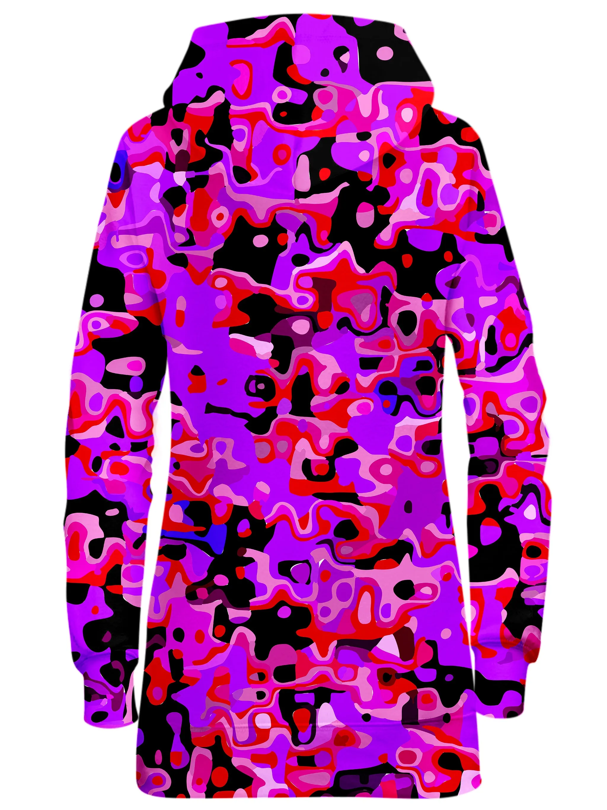 Purple Red and Black Rave Camo Melt Hoodie Dress