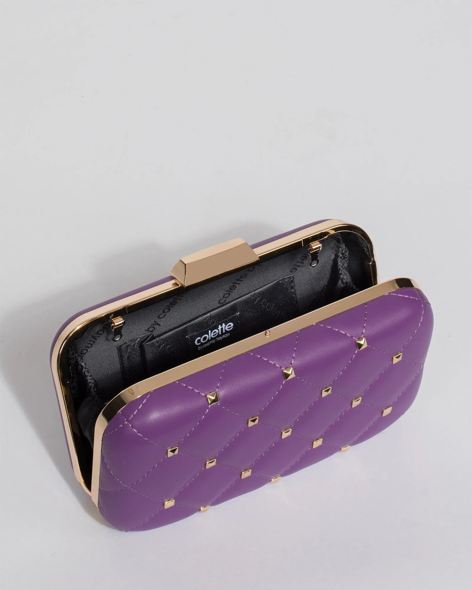 Purple Sahar Stud Clutch Bag