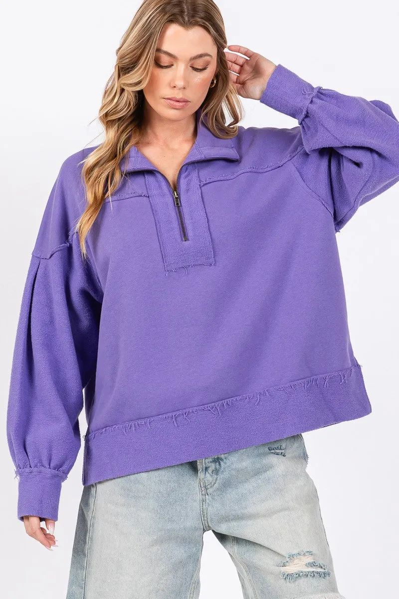 Purple Washed Terry Pullover