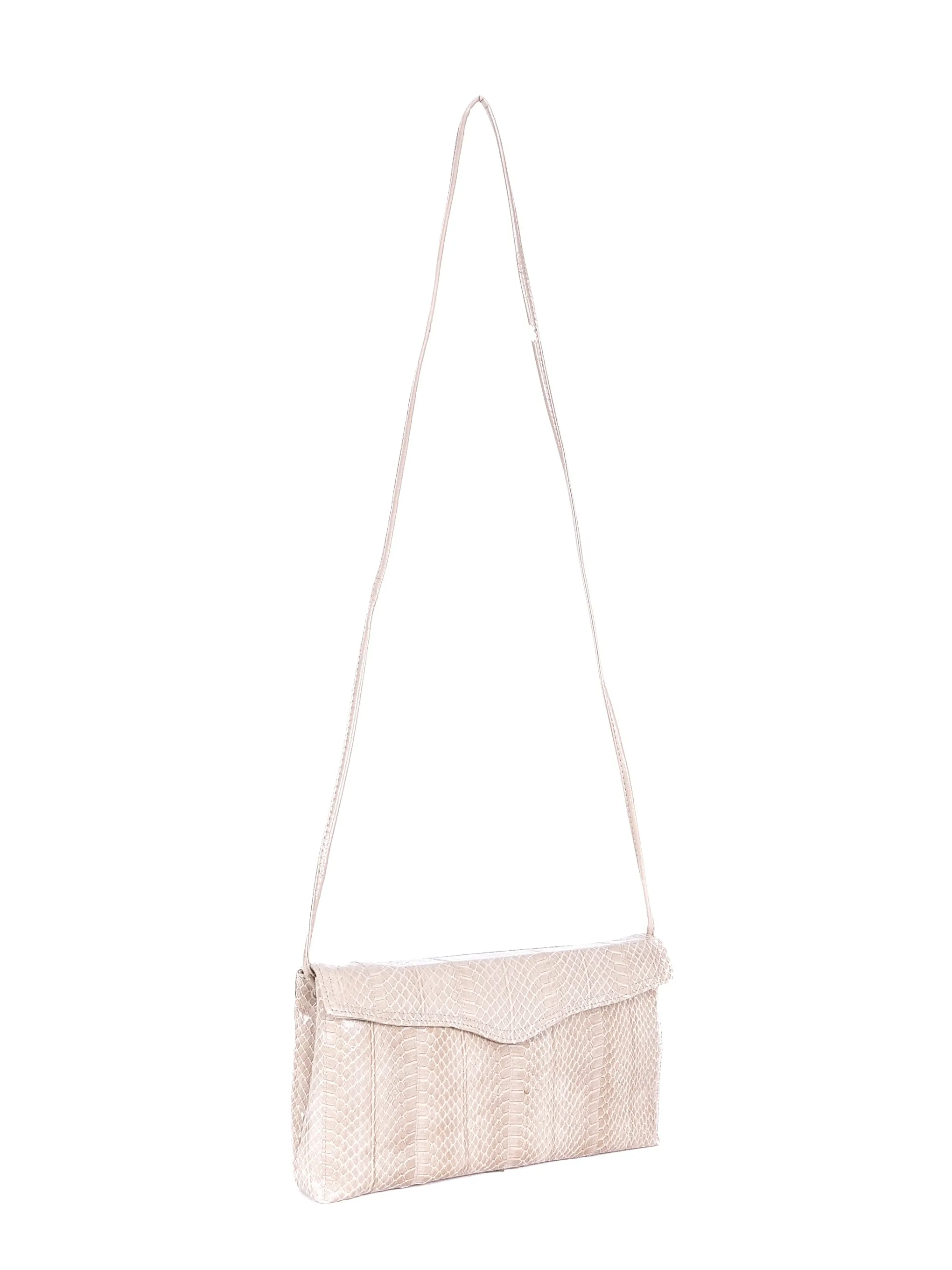 Putty Snakeskin Convertible Clutch