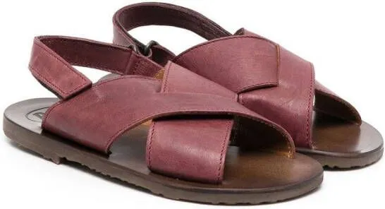 Pèpè leather crossover-strap sandals Red