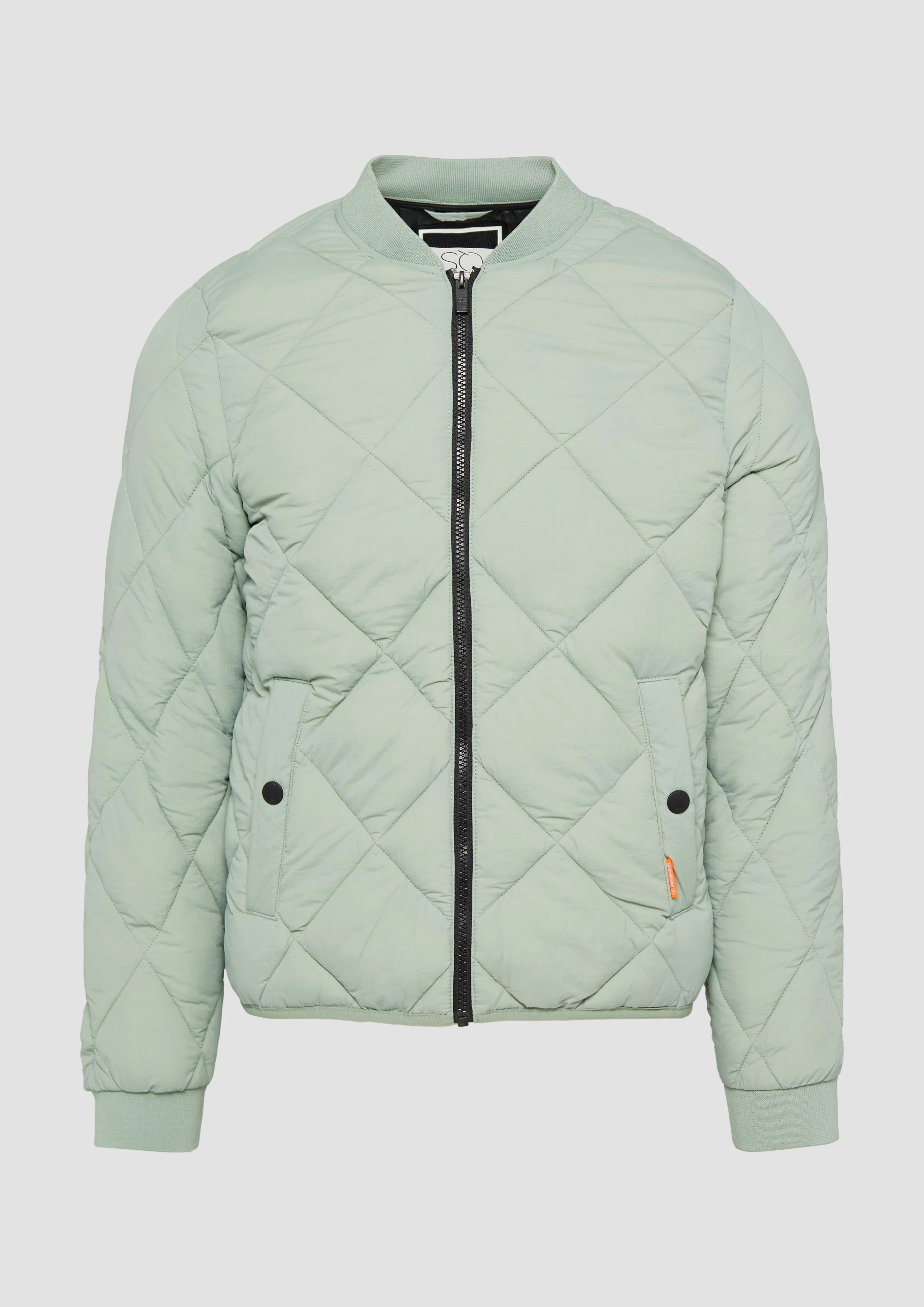 Quilted bomber jacket with a stand-up collar