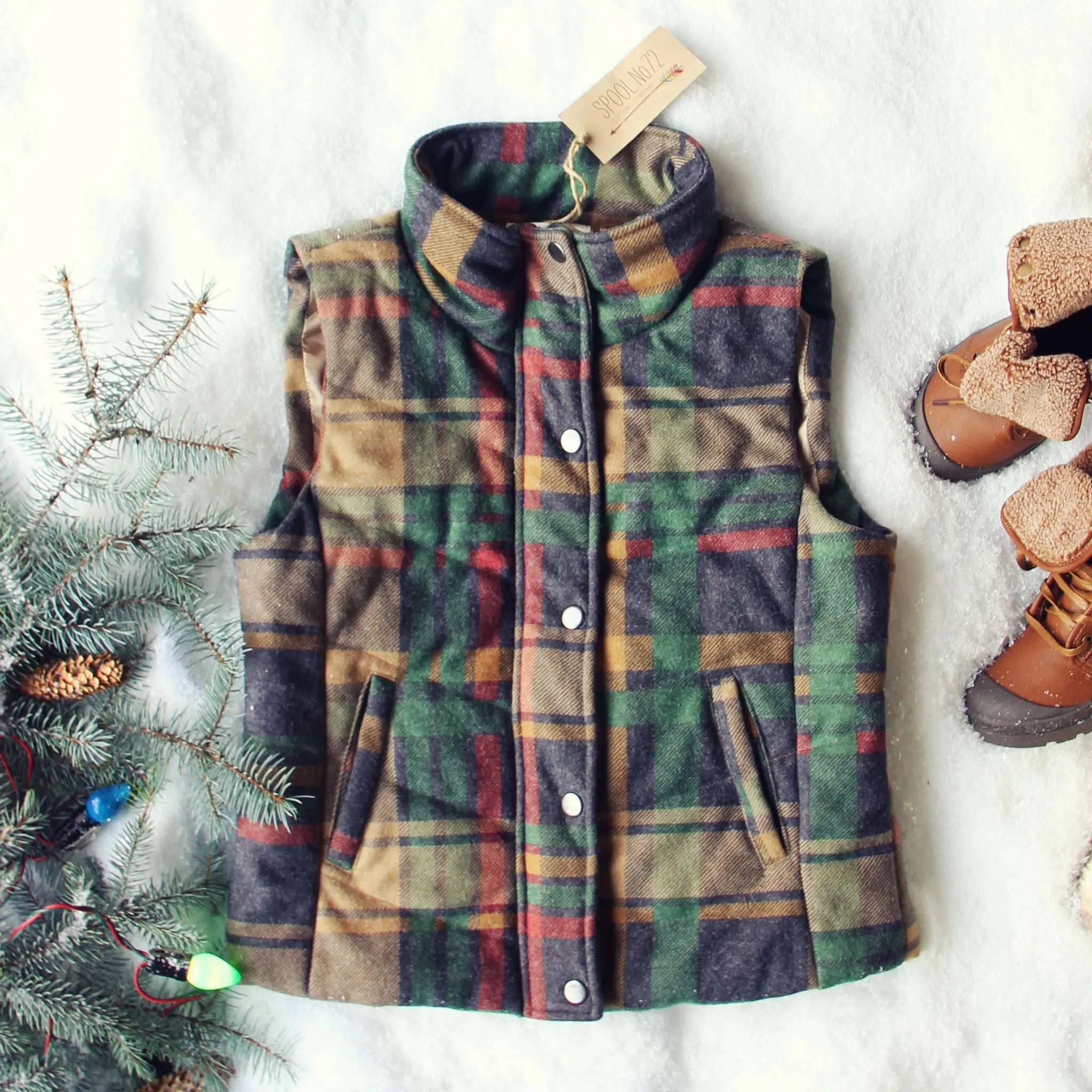 Rainier Plaid Vest in Mustard