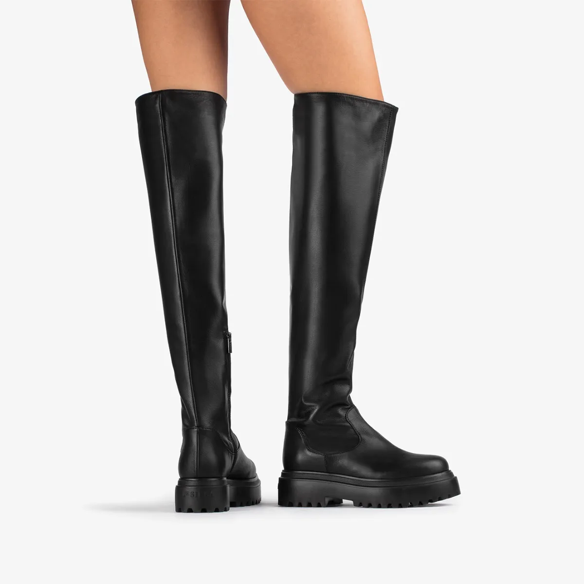 RANGER THIGH-HIGH BOOT 50 mm Black leather over-the-knee boot