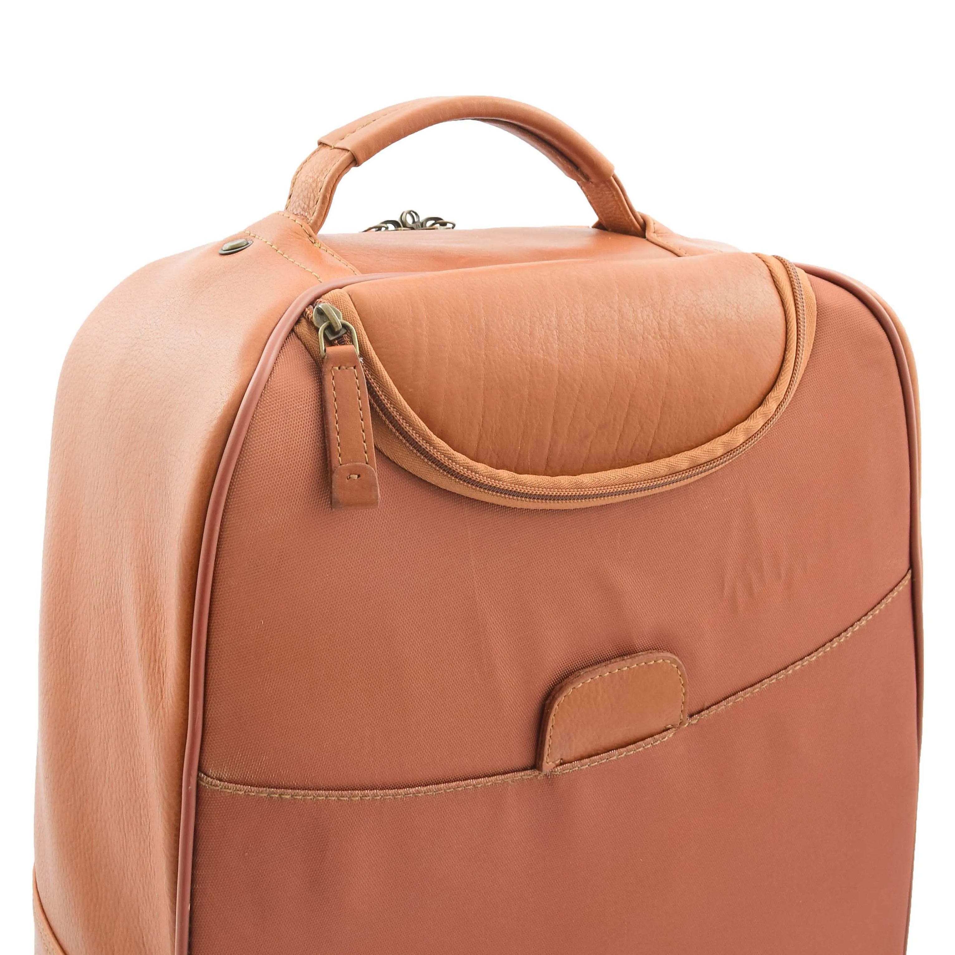 Real Leather Cabin Suitcase Wheeled Trolley Newton Tan