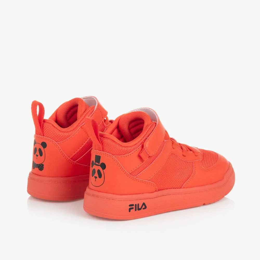 Red Faux Leather High-Top FILA Trainers