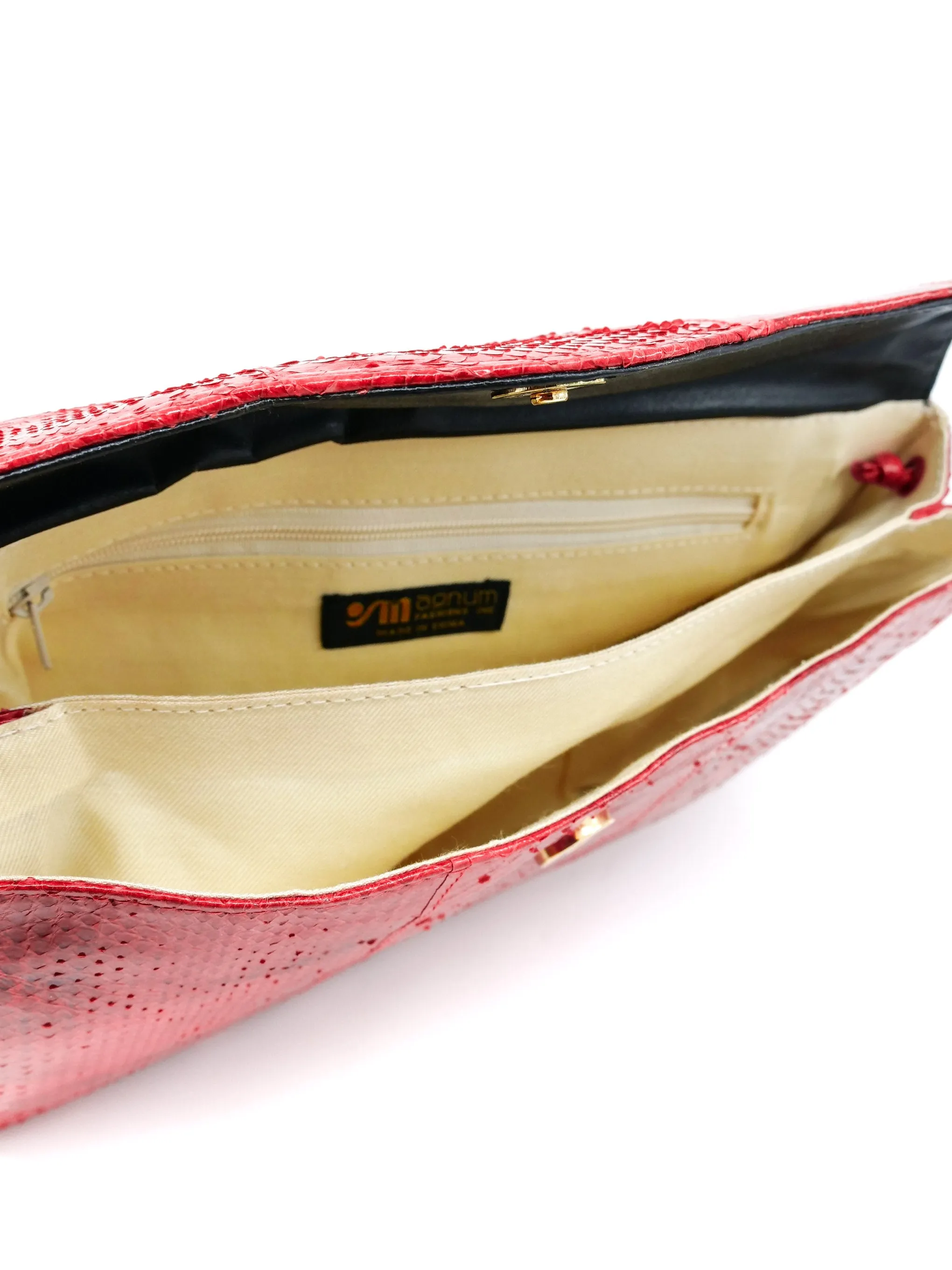 Red Snakeskin Convertible Clutch