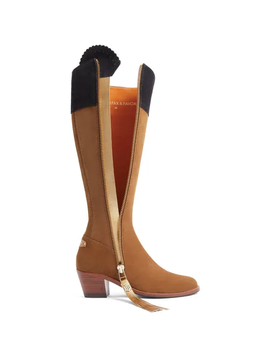 Regina       20% Off   |   Save £82  tan & navy Heeled Knee-high Boots        - Regular Fit