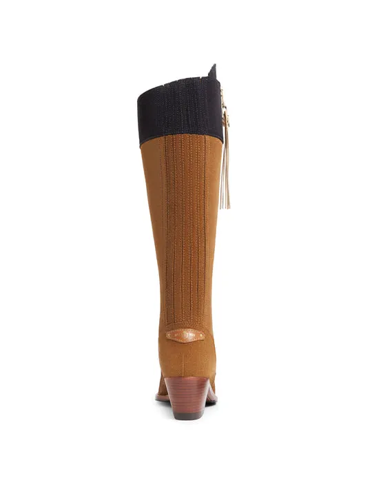 Regina       20% Off   |   Save £82  tan & navy Heeled Knee-high Boots        - Sporting Fit