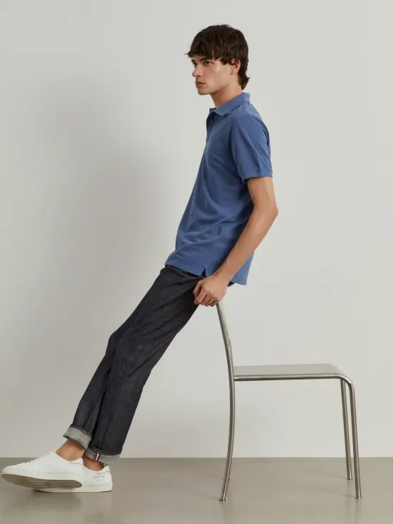 Regular fit cotton piqué polo