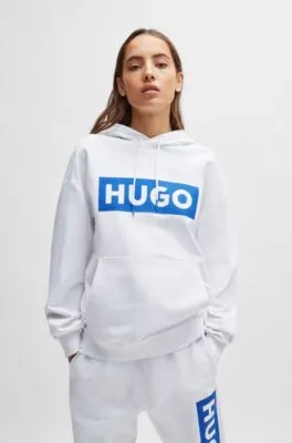 Regular-fit hoodie in French terry with logo print