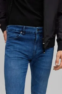Regular-fit jeans in blue Italian denim