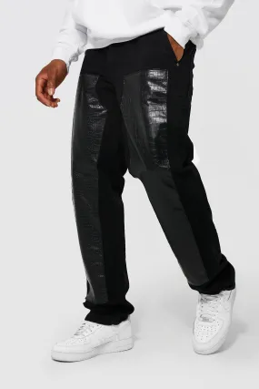 Relaxed Fit Croc Pu Worker Jeans