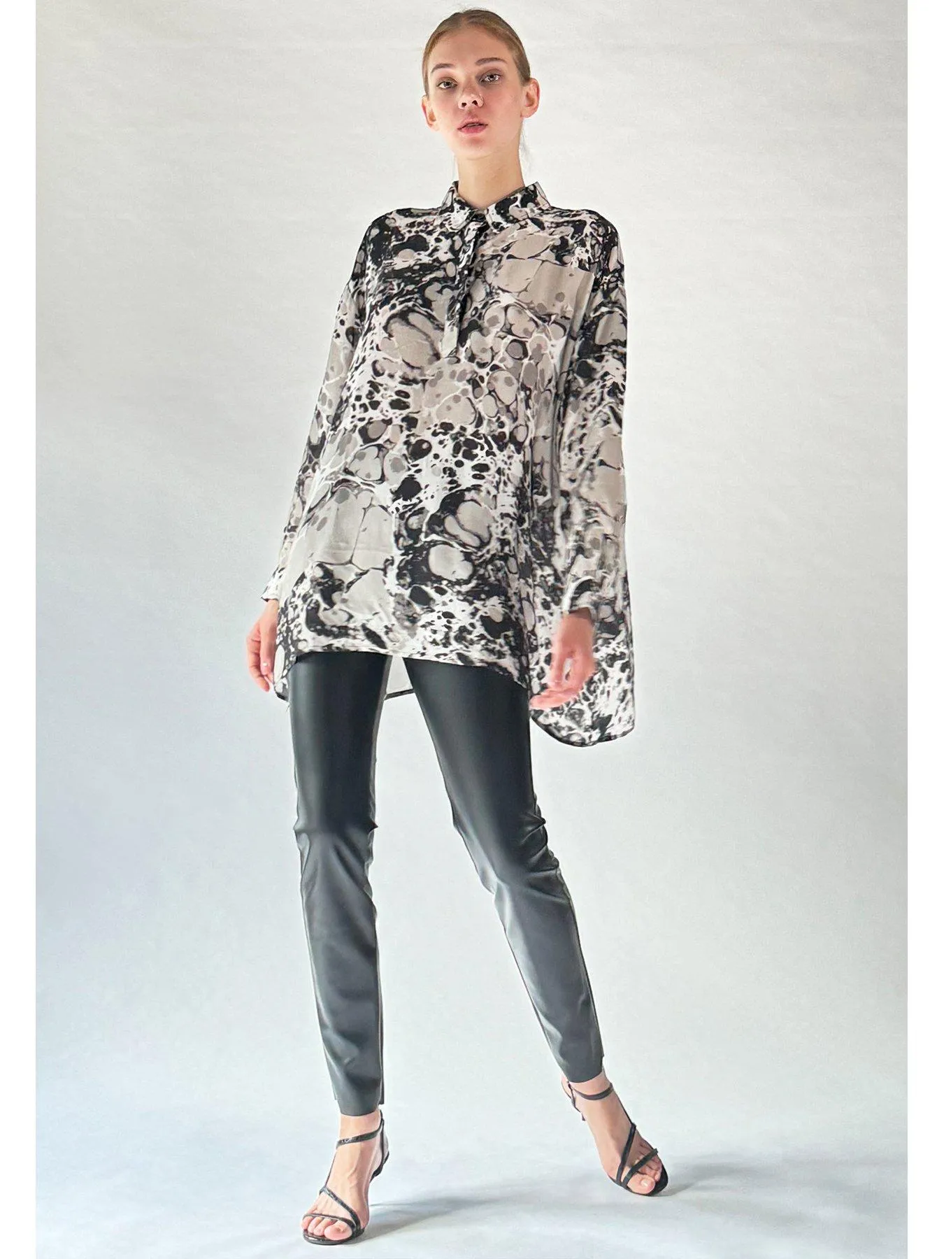 Religion Oversized Constellation tunic shirt in slinky cupro - Multi