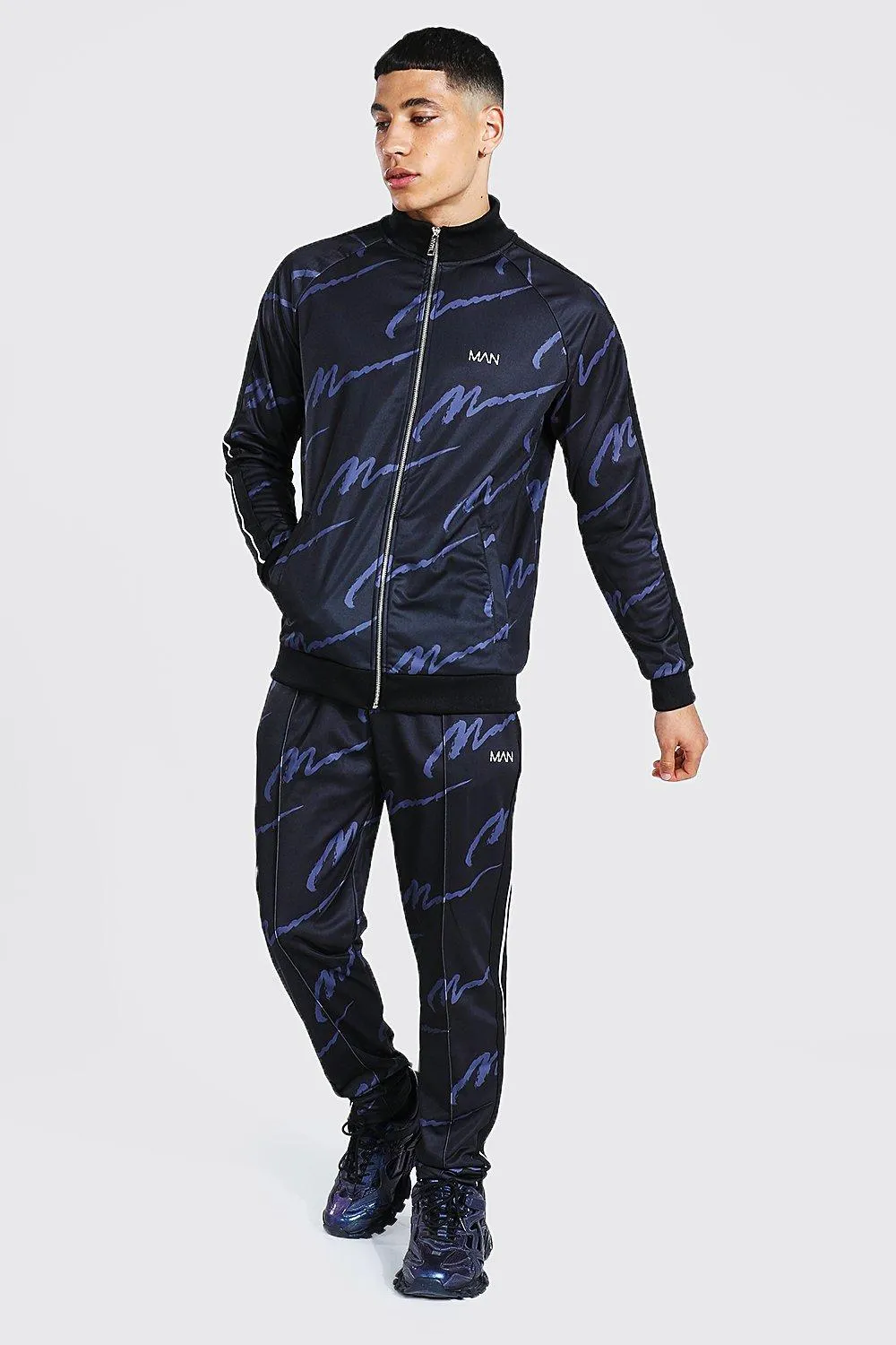 Repeat Man Funnel Neck Tape Tricot Tracksuit