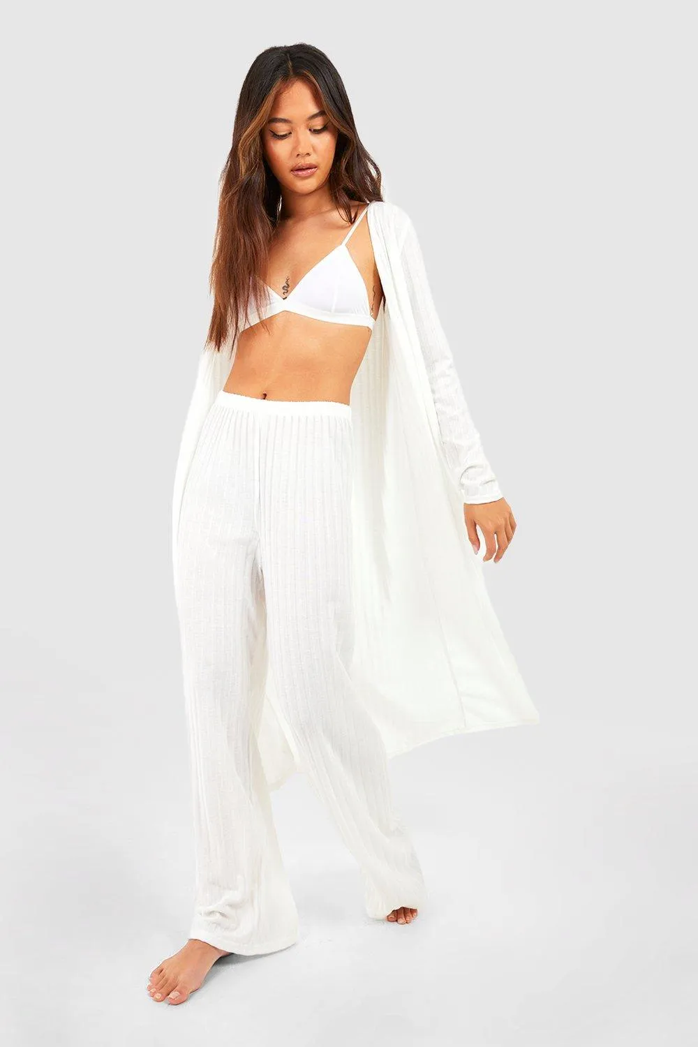 Rib Long Sleeve Maxi Cardigan