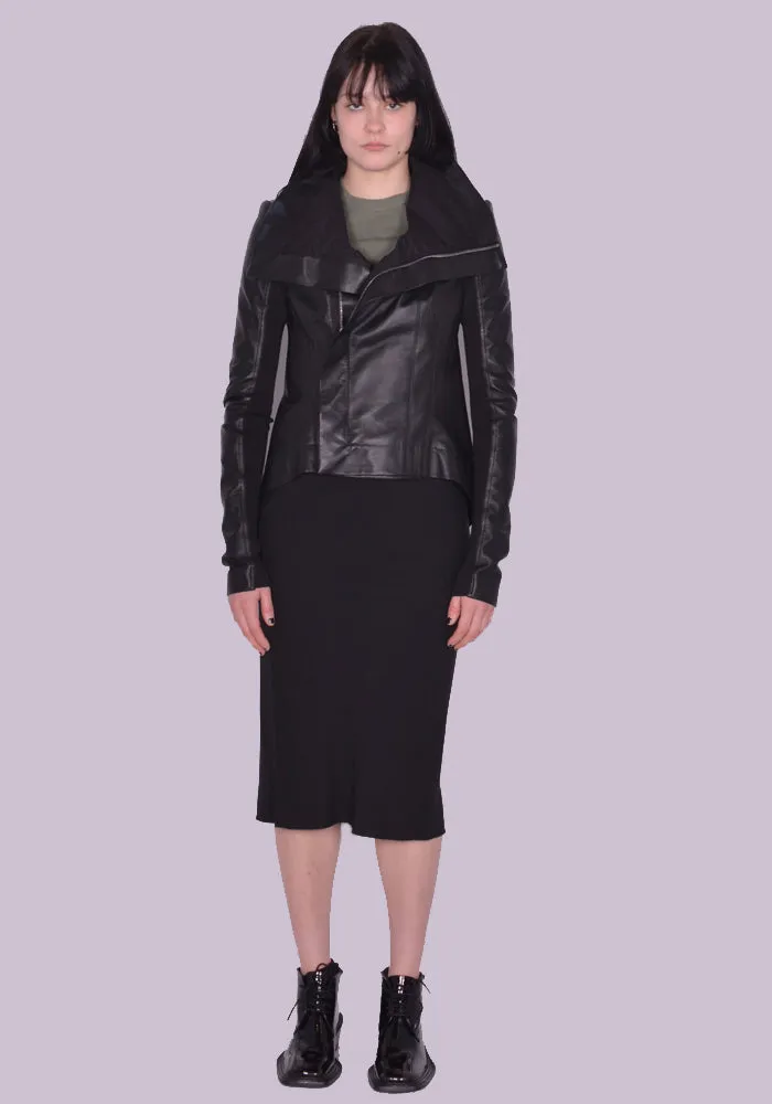 RICk OWENS WOMEN RP01C5743 LLP NASKA BIKER LEATHER JACKET BLACK