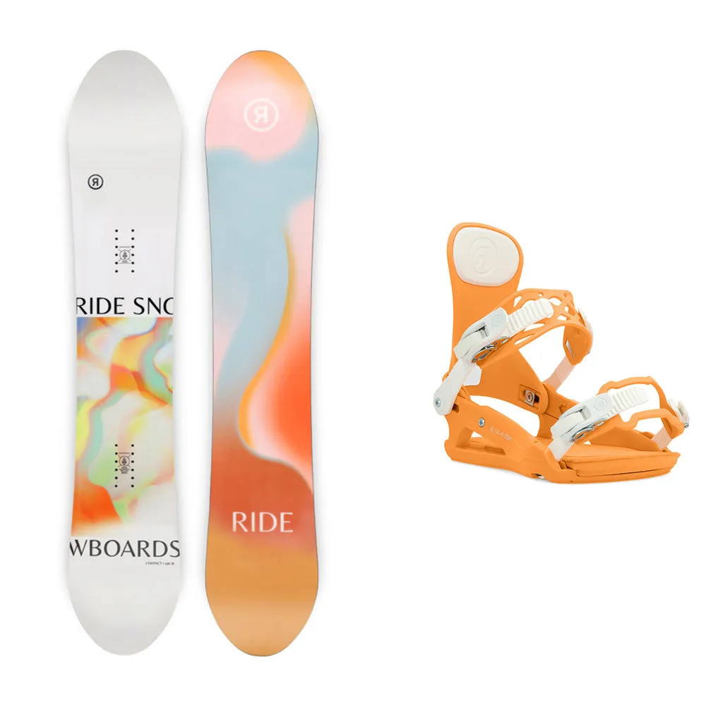 Ride Compact Womens Snowboard / CL-4 Womens Snowboard Bindings Package 2024