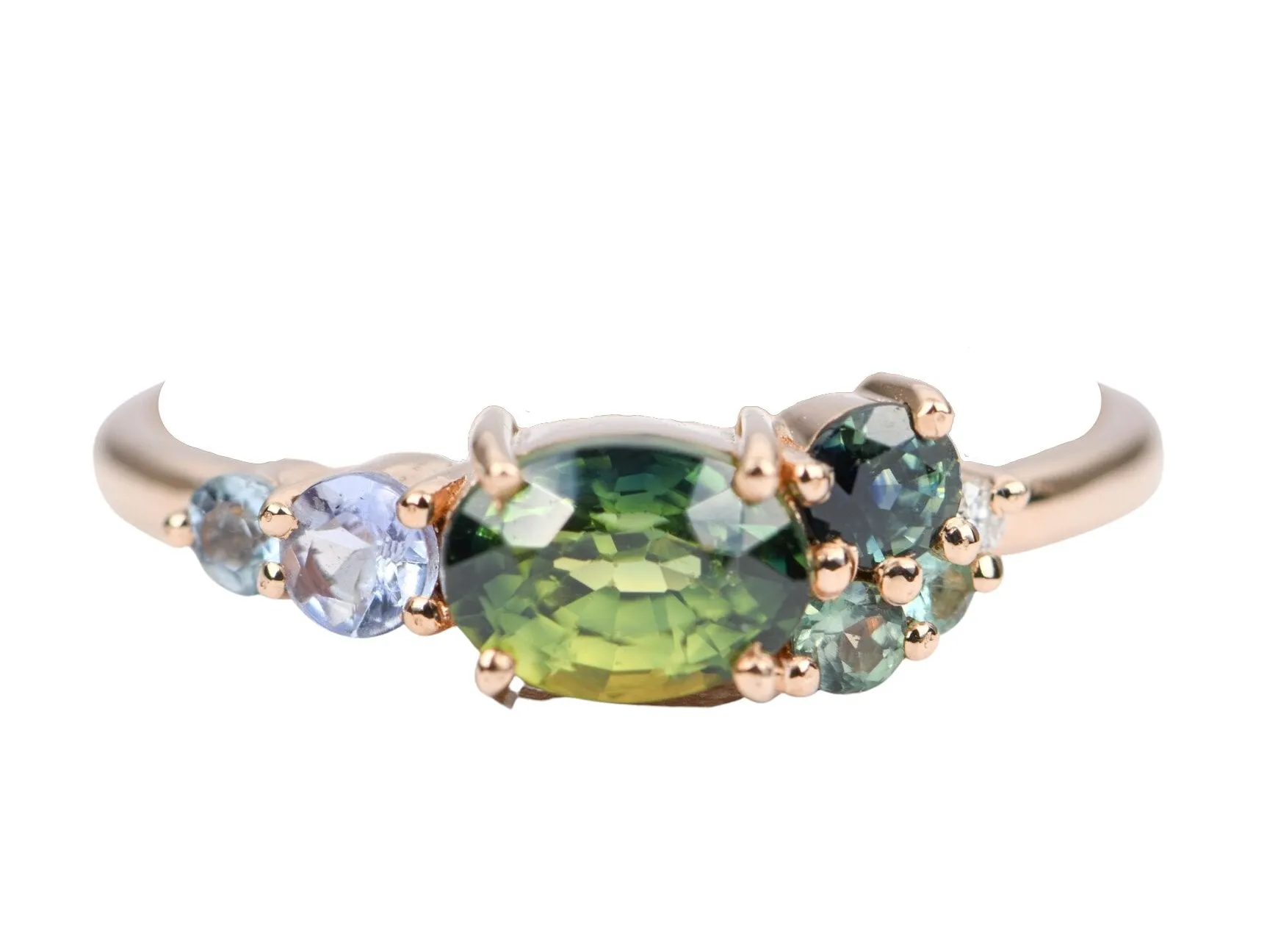 Ring Style - Blue Green Mermaid Color Cluster Ring Style AD1495C