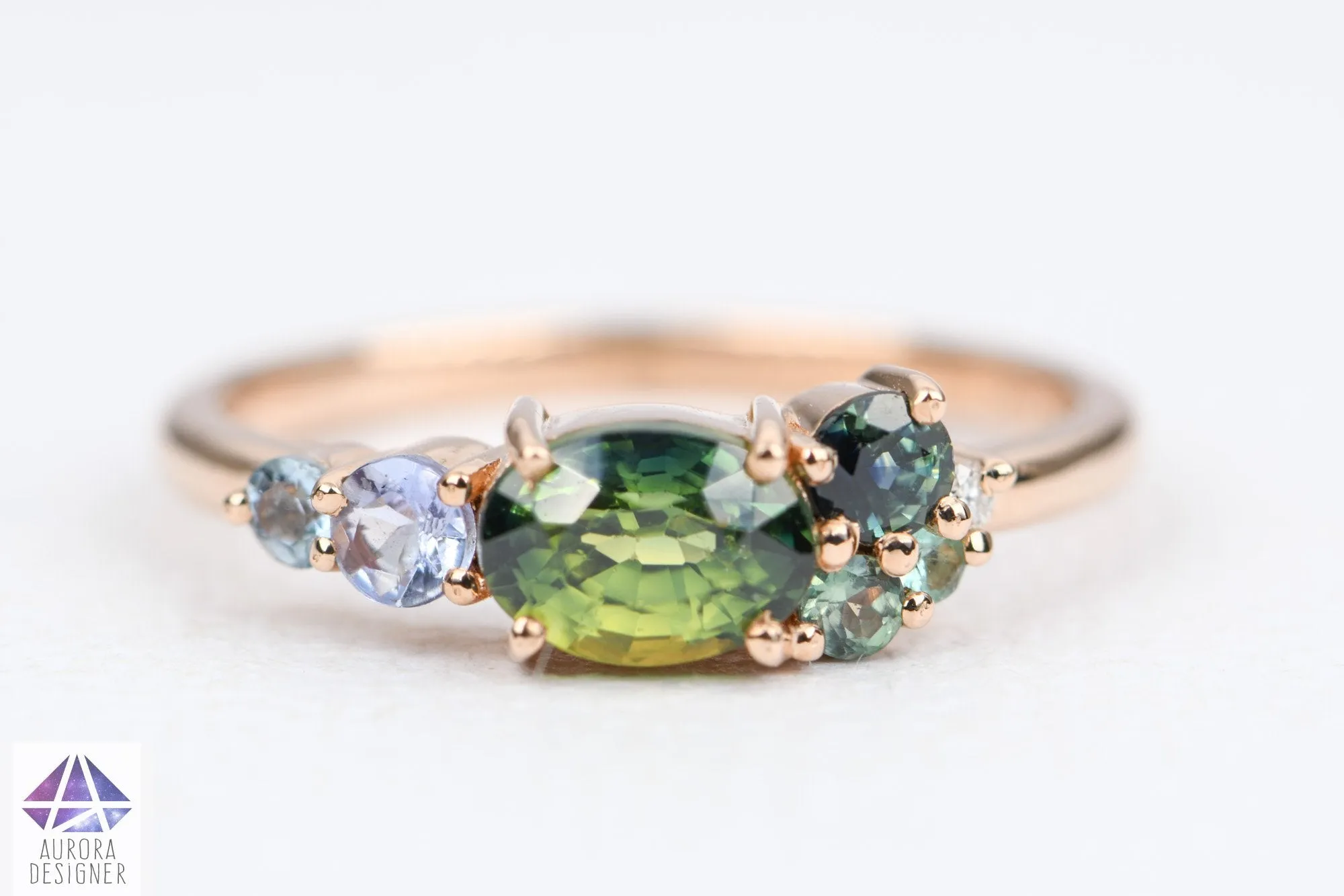 Ring Style - Blue Green Mermaid Color Cluster Ring Style AD1495C