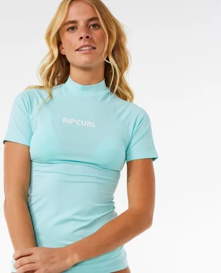 Rip Curl Classic Surf Short Sleeve Womens UPF Rash Vest - Sky Blue