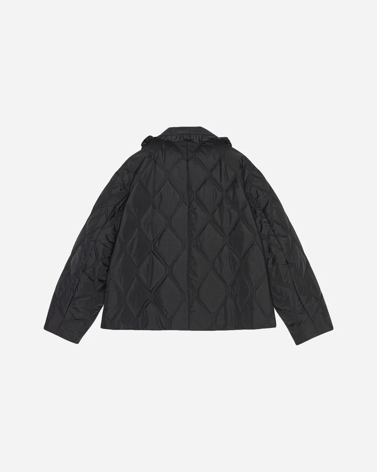 Ripstop Quilt Frill Edge Jacket - Black