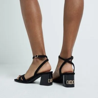 River Island Womens Black Hardware Detail Heeled Sandals