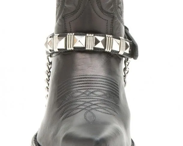 Rocker style Sendra black boot straps with metal spike studs