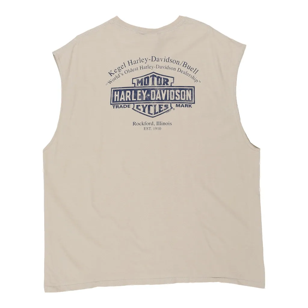 Rockford Illinois Harley Davidson Graphic Vest - XL Cream Cotton