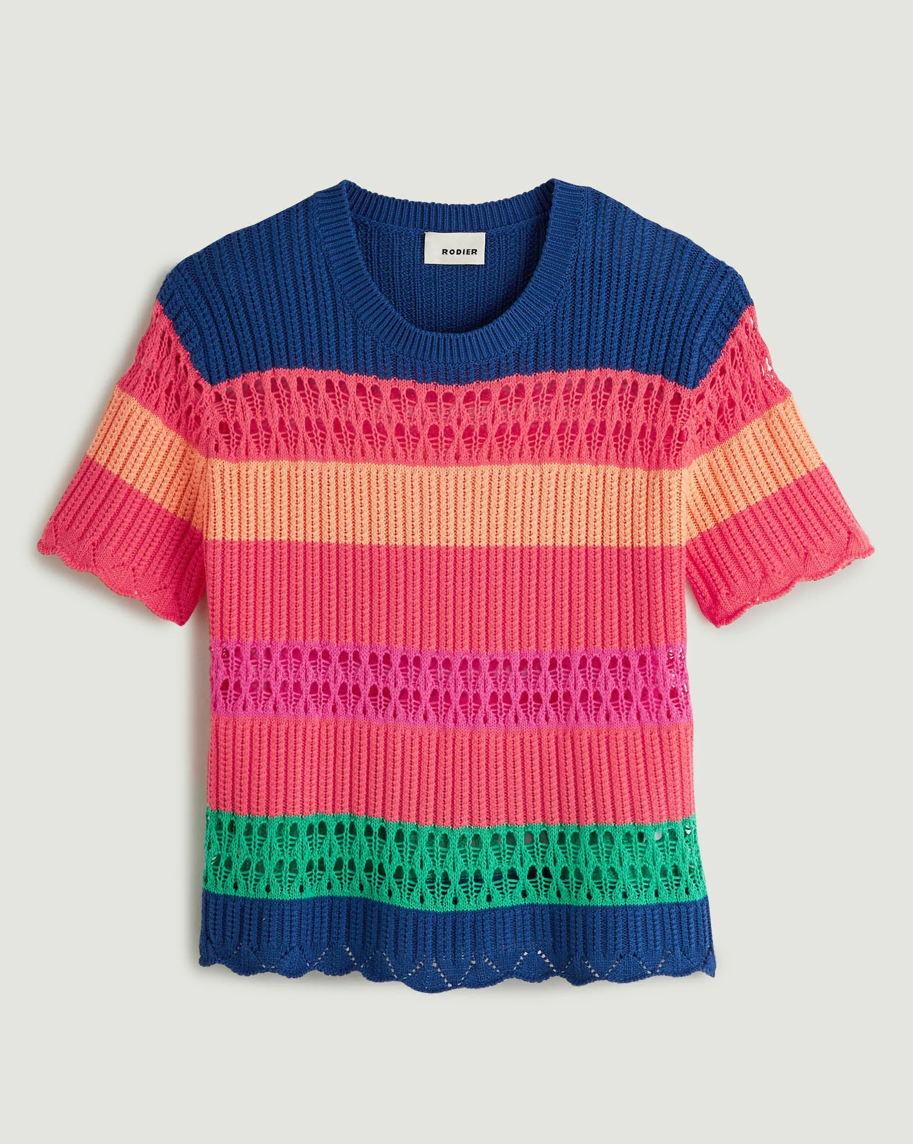 Rodier CROCHET LIKE MULTI STRIPES SWEATER
