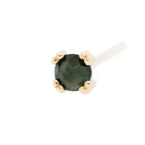 Rose Cut Green Tourmaline Prong Set Nostril Screw in Gold