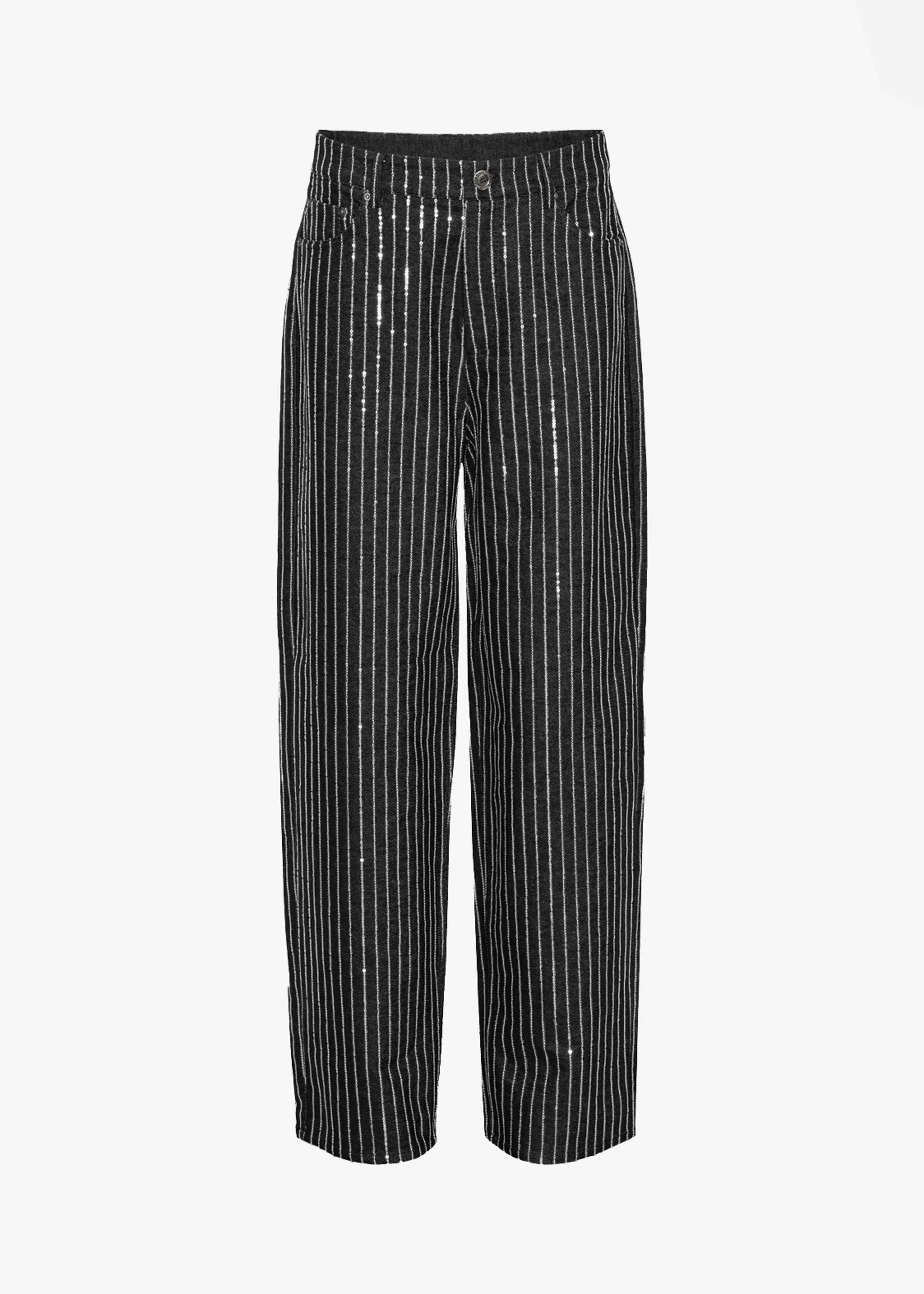 Rotate Sequin Twill Wide Pants - Black