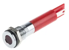 RS PRO Red Panel Mount Indicator, 12V dc, 8mm Mounting Hole Size, Faston, Solder Lug Termination, IP67
